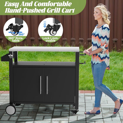 Outdoor Grill Cart With Storage Rack and Shelf