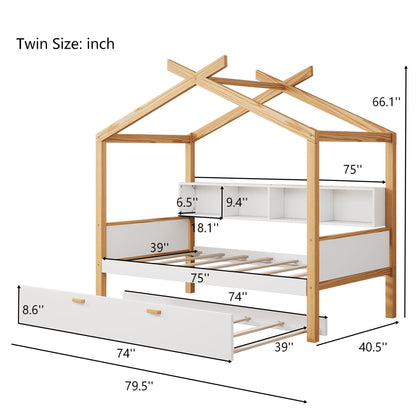 House Bed With Bookshelf Storage twin wood bed frame with drawers by HouseOfZazla on Tampa Home & Garden Store
