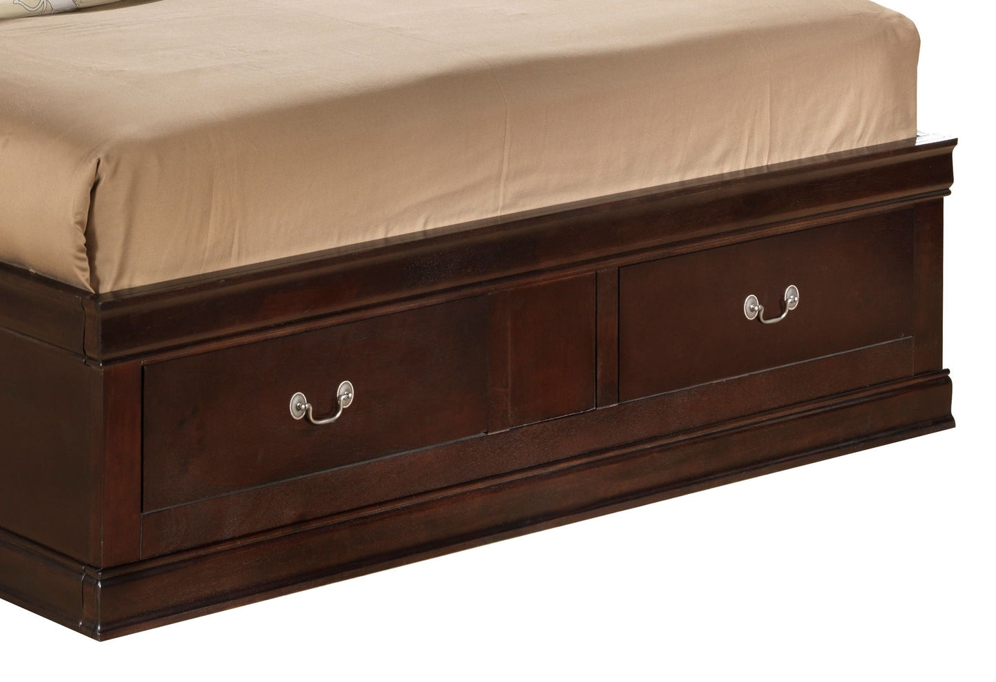 Louis Phillipe Bookcase Storage Bed in wood with drawers and metal handles HouseOfZazla on Tampa Home & Garden Store