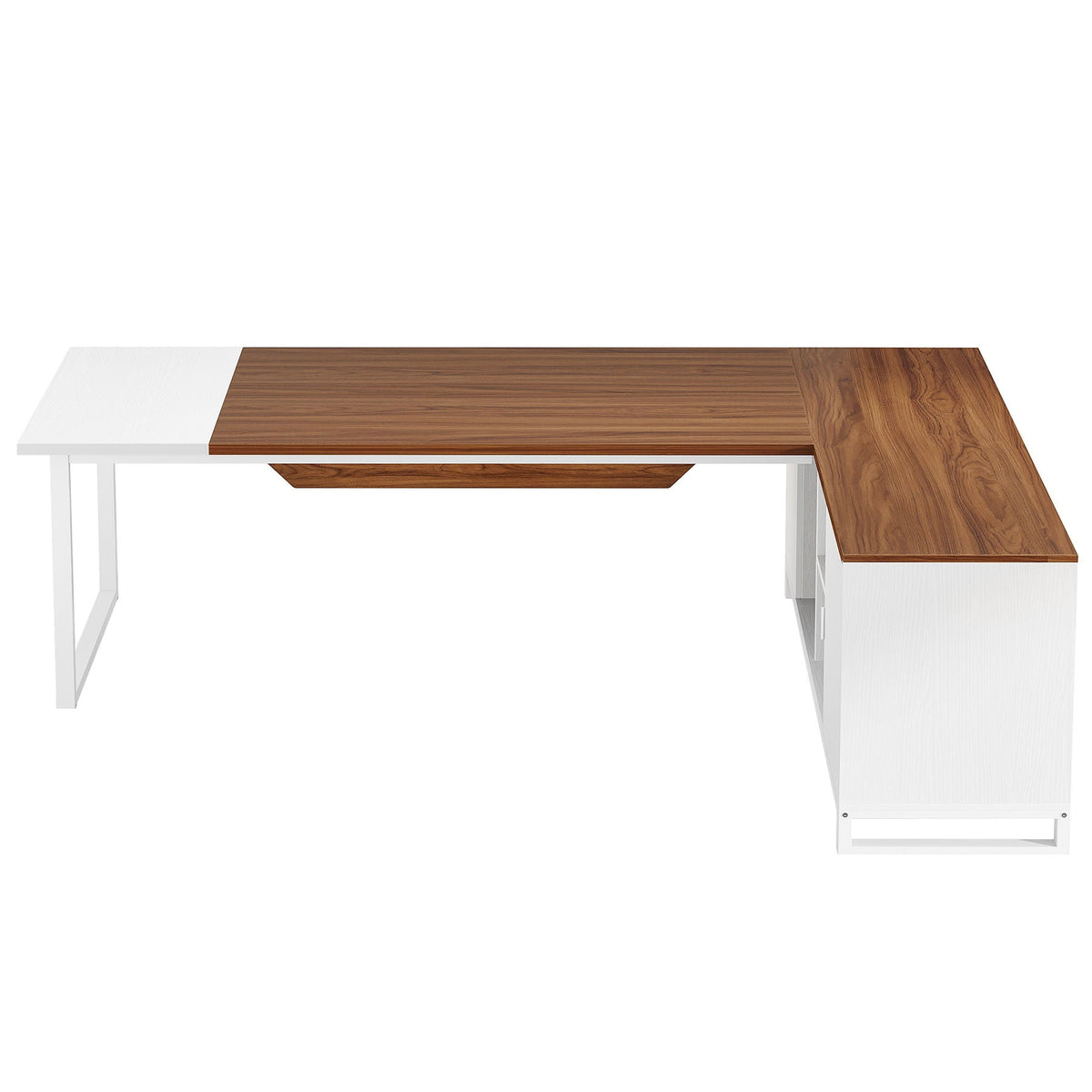 L-shaped corner desk with white frame and walnut top plus file cabinet by HouseOfZazla on Tampa Home & Garden Store