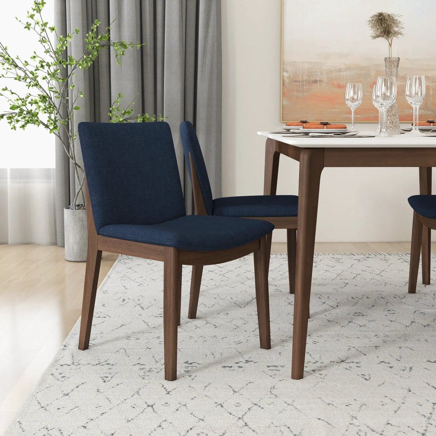 Mid Century Modern Solid Wood Dining Chair Set