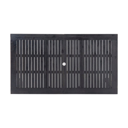 7-Piece Outdoor Dining Set with Extendable Acacia Wood Table dark slatted top on Tampa Home & Garden Store
