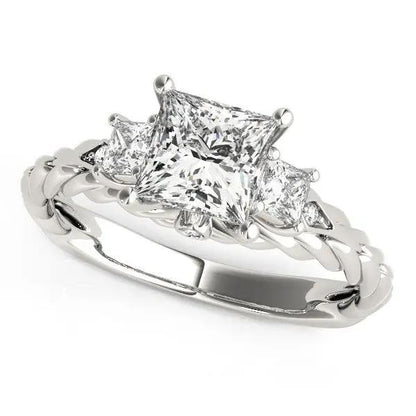 Diamond ring 14k white gold three stone princess cut antique style 1 1/8 cttw Bids.com on Tampa Home & Garden Store