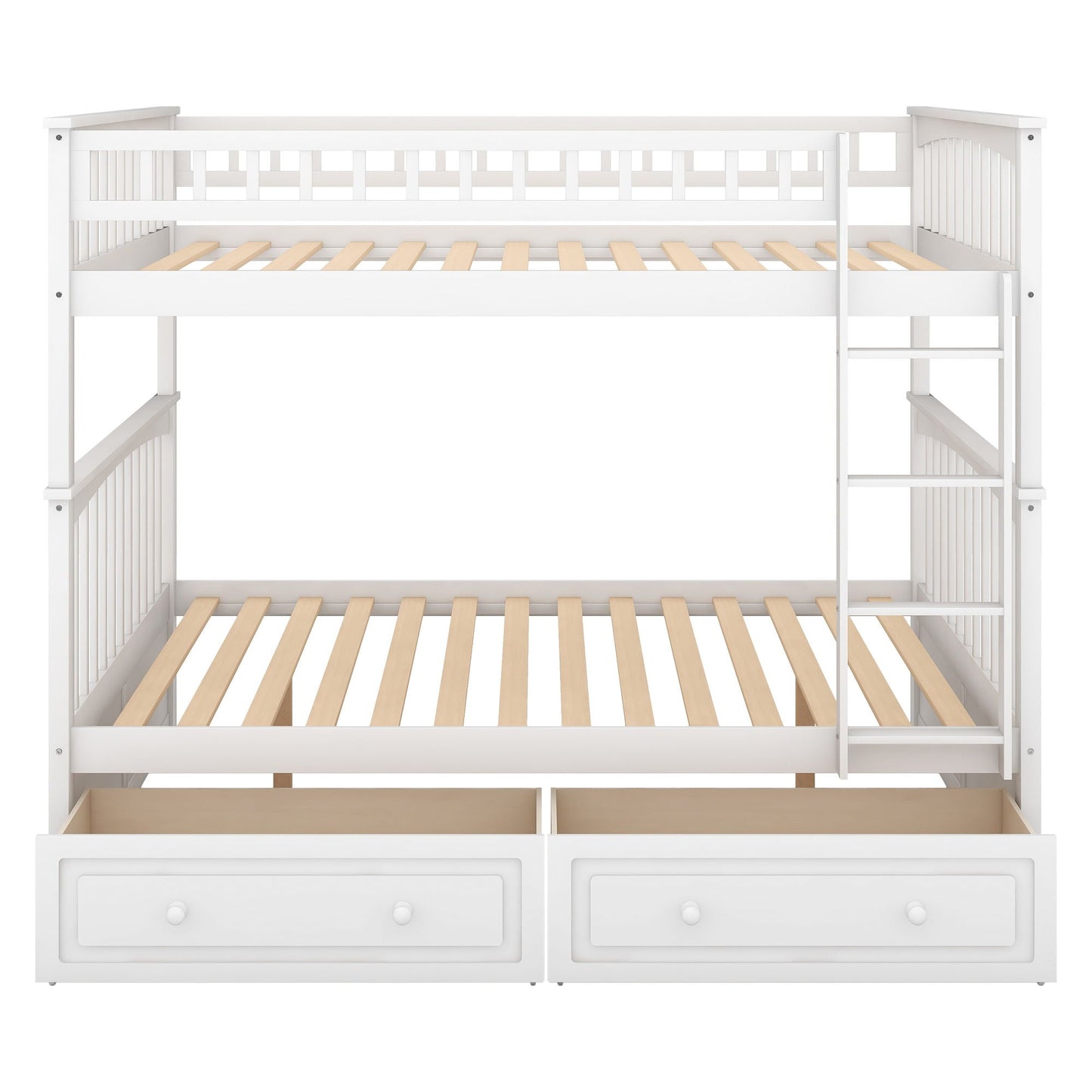 White bunk bed with drawers, convertible design, under-bed storage, right-side ladder on Tampa Home & Garden Store