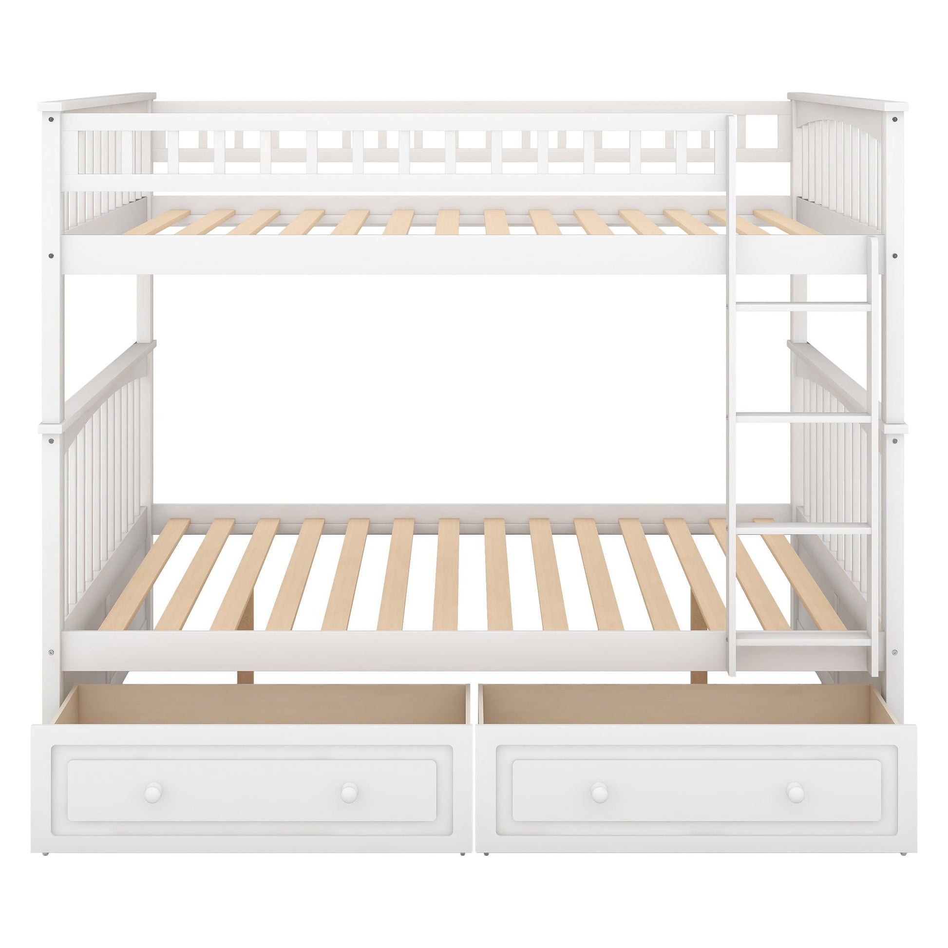 White bunk bed with drawers, convertible design, under-bed storage, right-side ladder on Tampa Home & Garden Store