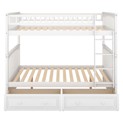 White bunk bed with drawers, convertible design, under-bed storage, right-side ladder on Tampa Home & Garden Store