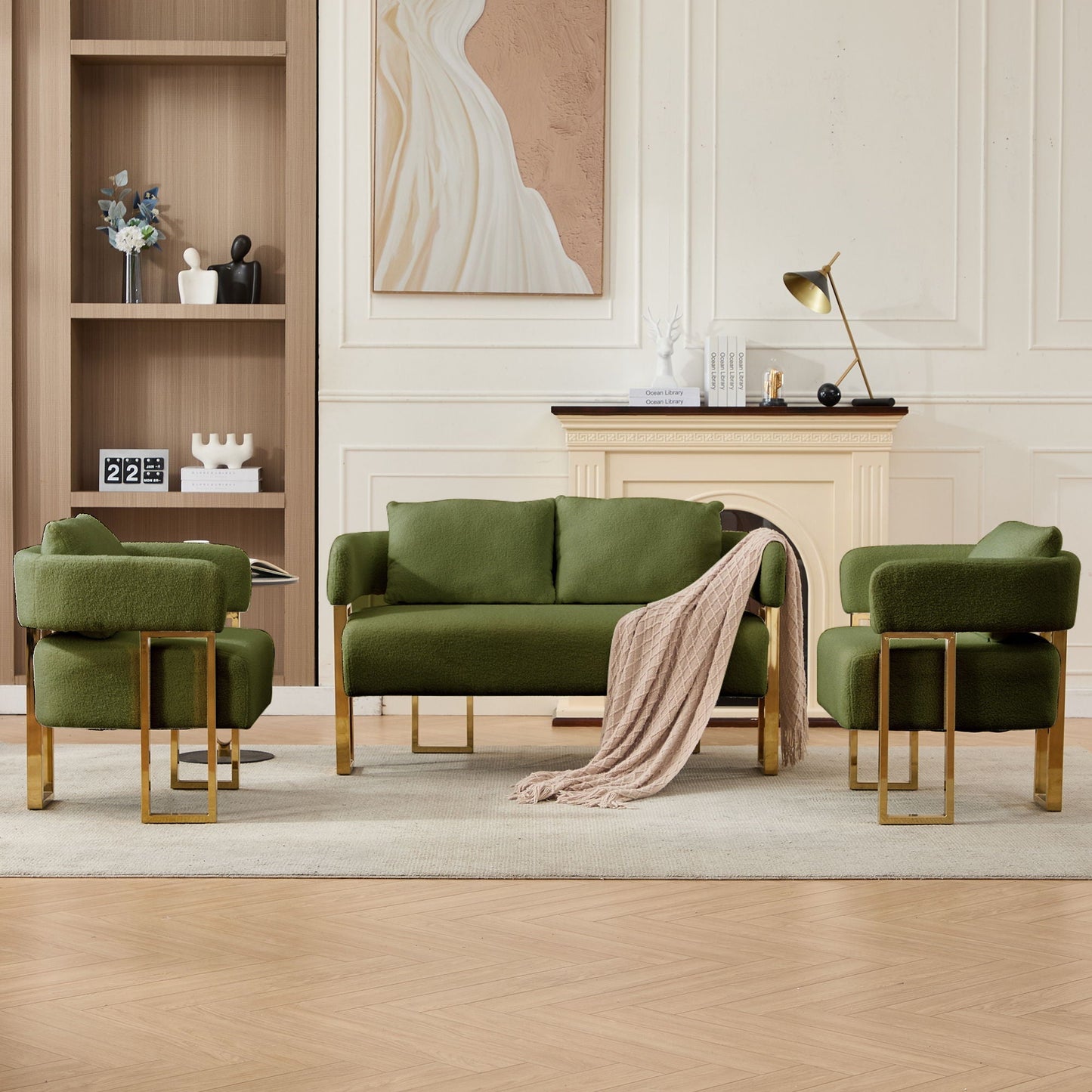 Decorative Side Chair for Living Room arm chair in green upholstery with gold legs from HouseOfZazla on Tampa Home & Garden Store