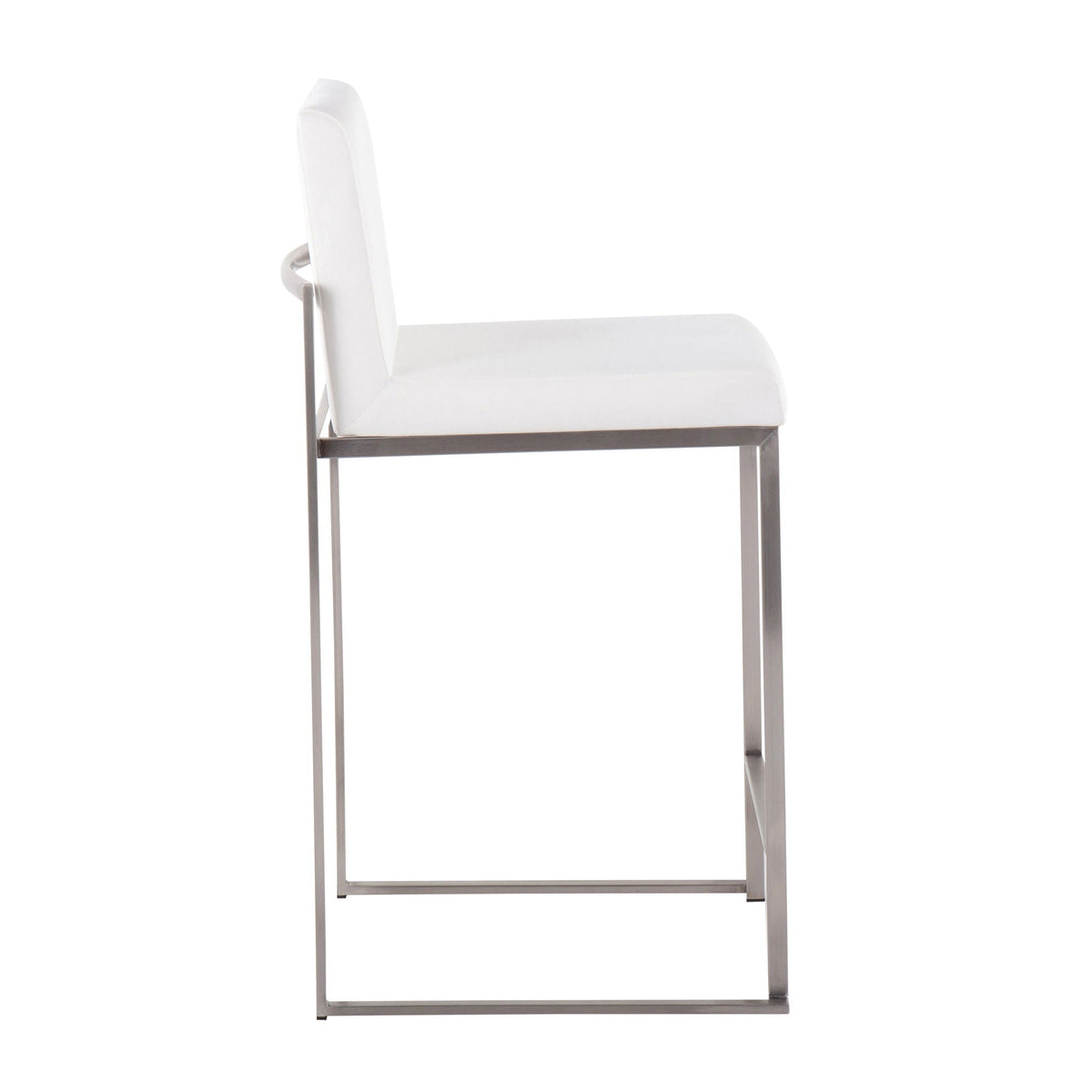 Contemporary high-back counter stool with white back and seat, metal frame, HouseOfZazla on Tampa Home & Garden Store