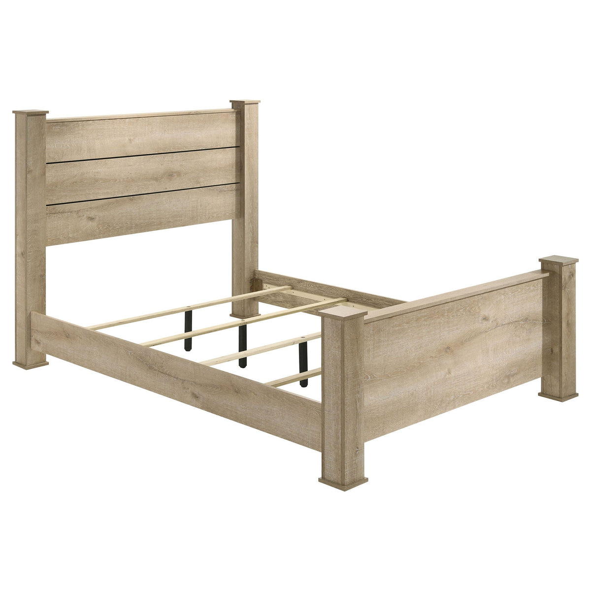 Sansome Queen Panel Bed Oak by HouseOfZazla; wood frame with 3-panel headboard and posts on Tampa Home & Garden Store