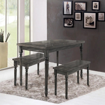 Rectangular gray wood dining table with two matching benches, HouseOfZazla dining set on Tampa Home & Garden Store