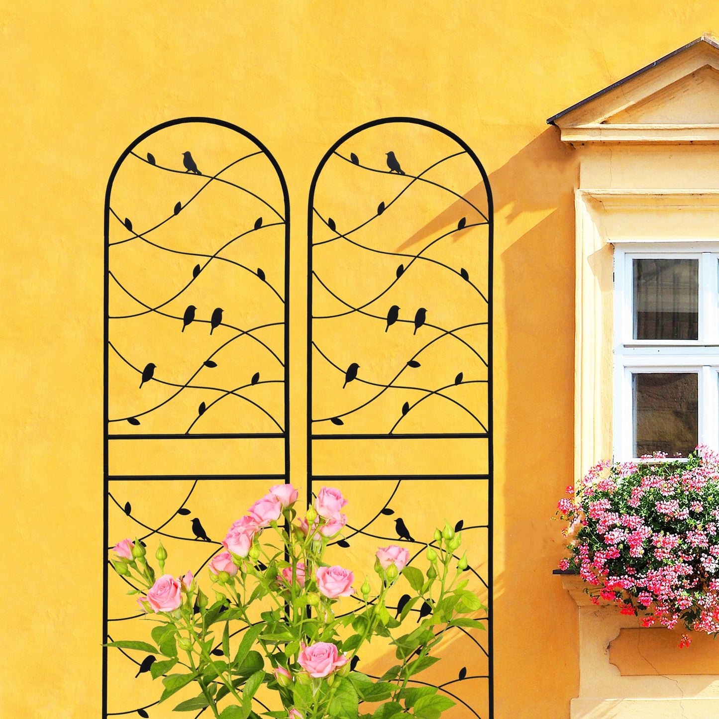 Two Rustproof Metal Garden Trellis and Supports