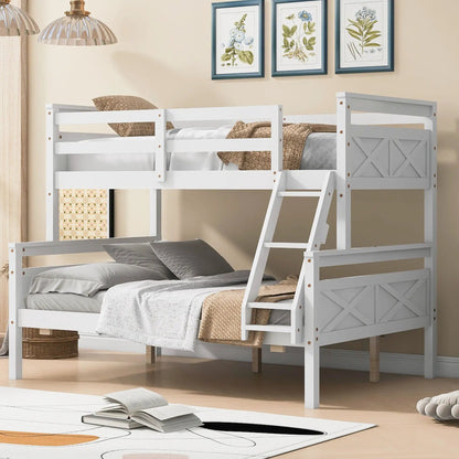 White wooden bunk bed with ladder and safety guardrail by Unique Piece Furniture on Tampa Home & Garden Store