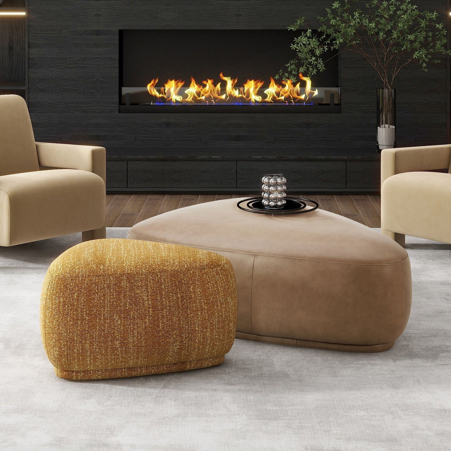 Pebble Rounded Triangle Cocktail Ottoman Durable