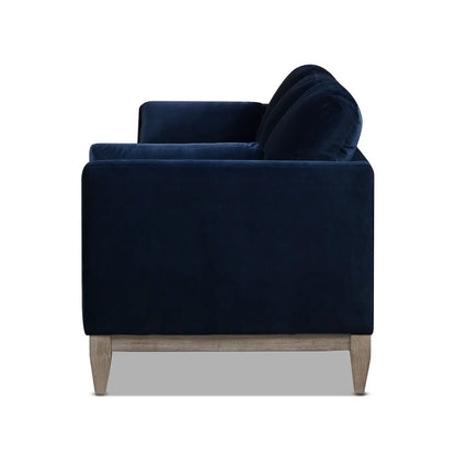Knox Modern Farmhouse Sofa navy velvet, stationary with wood legs Unique Piece Furniture on Tampa Home & Garden Store