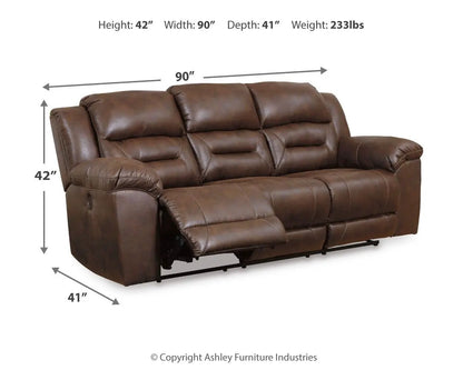 Stoneland Power Reclining Sofa by Unique Piece Furniture, brown leather, 3-seat on Tampa Home & Garden Store