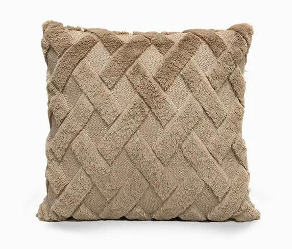 Plush Solid Color Sofa Pillowcase for Living Room