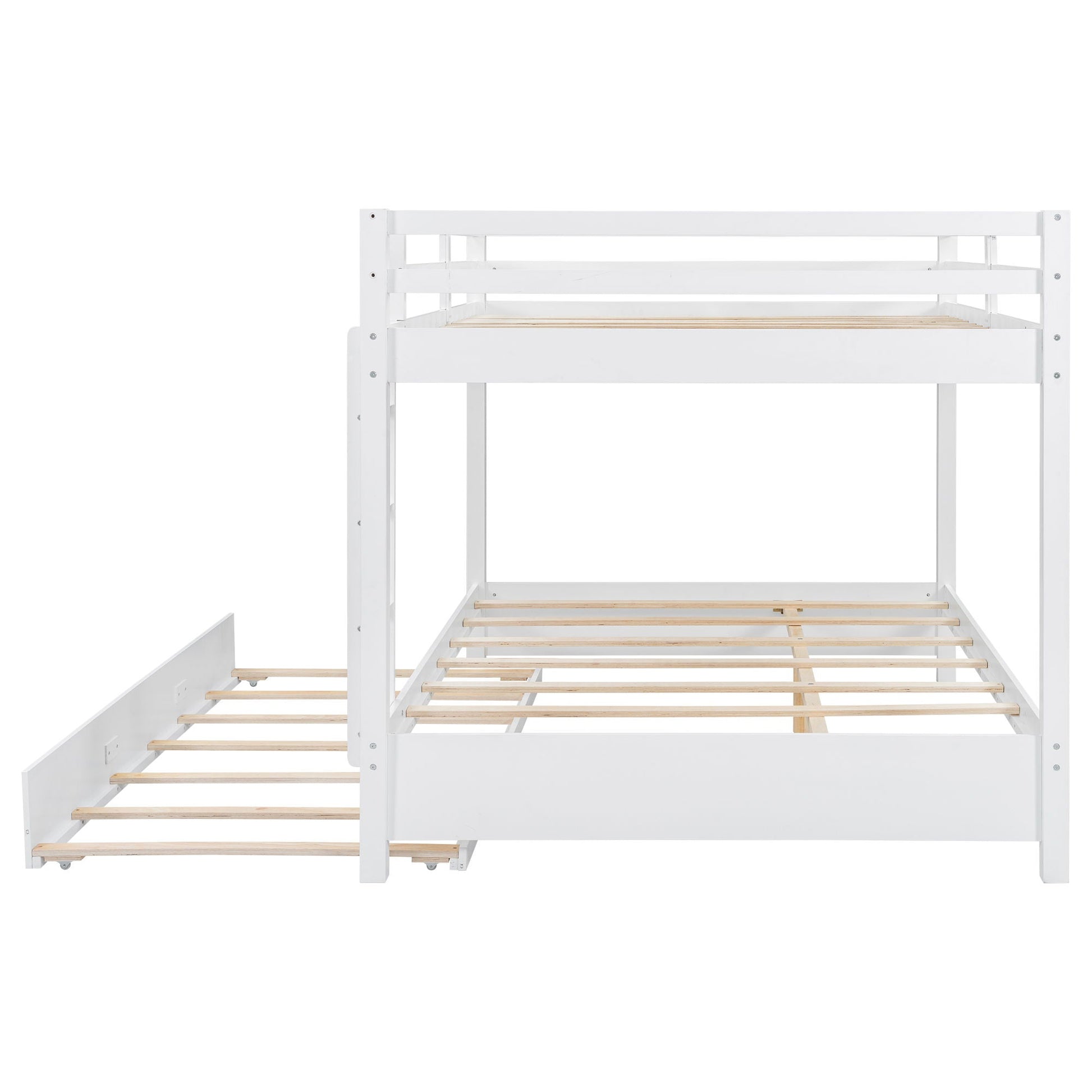 Sturdy Bunk Bed With Ladder white wooden frame with slatted bunks top and bottom on Tampa Home & Garden Store