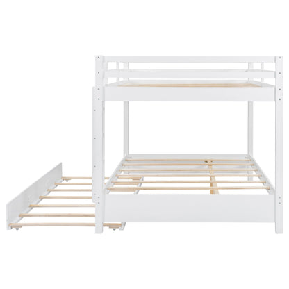 Sturdy Bunk Bed With Ladder white wooden frame with slatted bunks top and bottom on Tampa Home & Garden Store
