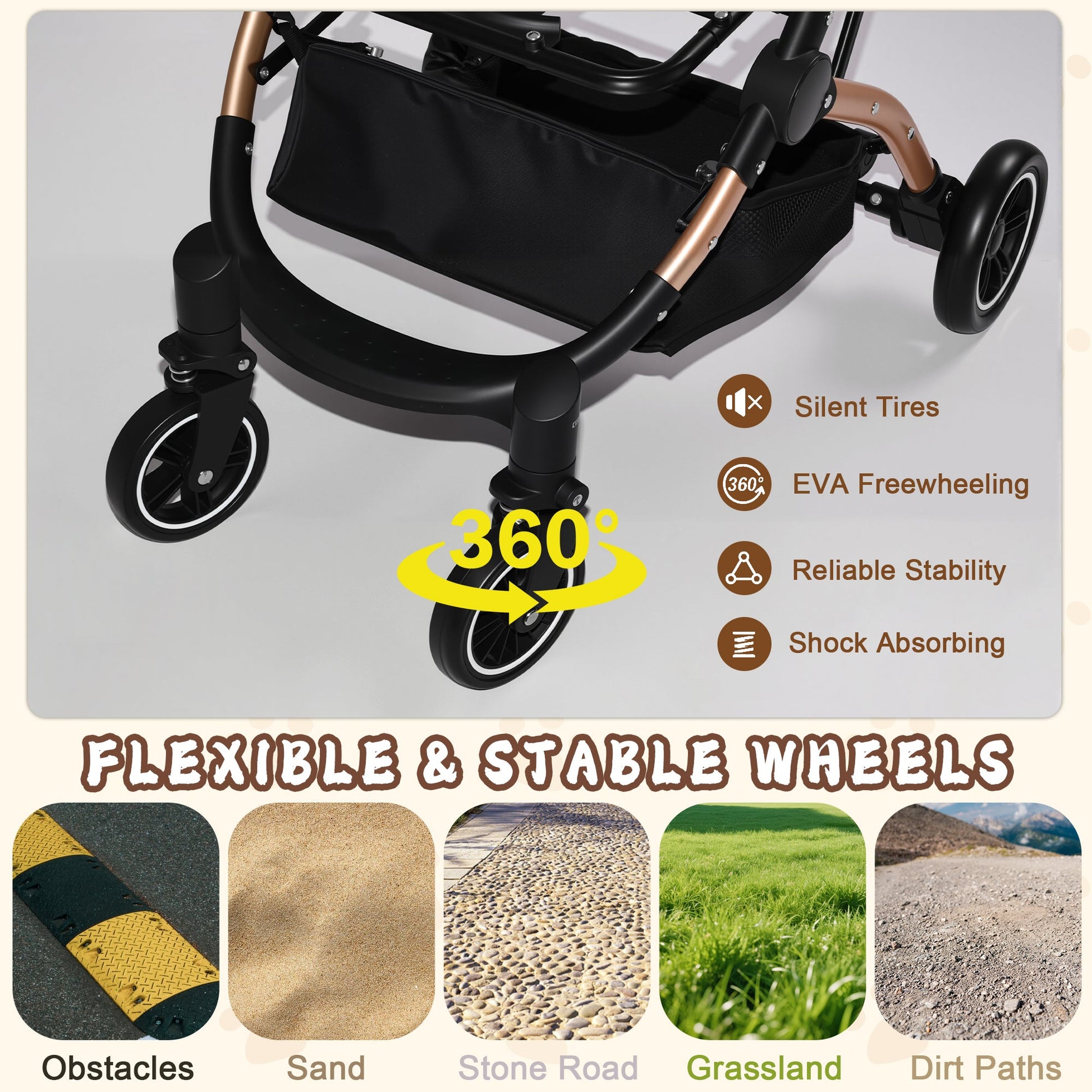Pet Stroller for dogs and cats, black fabric with copper frame by HouseOfZazla on Tampa Home & Garden Store
