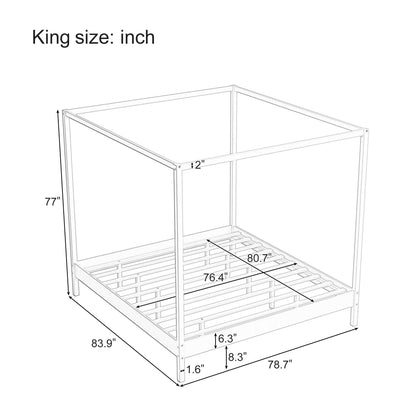 Four Post Canopy Bed Frame and Wooden Slats