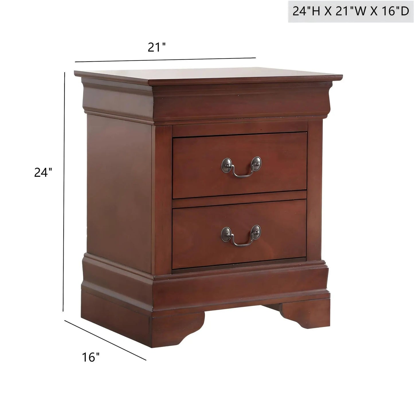 Traditional Nightstand Carved Bases and Curves