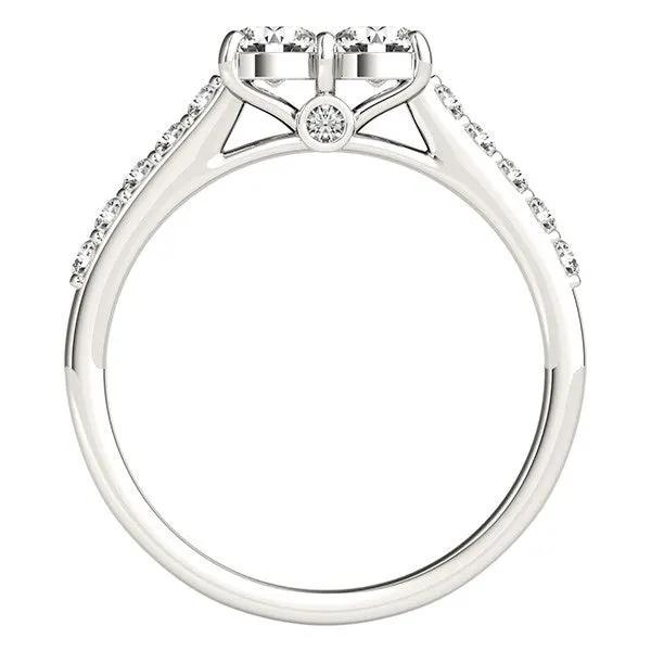 14k white gold ring with two central round diamonds (3/4 cttw) and pavé accents along the band on Tampa Home & Garden Store