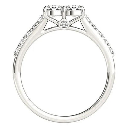 14k white gold ring with two central round diamonds (3/4 cttw) and pavé accents along the band on Tampa Home & Garden Store