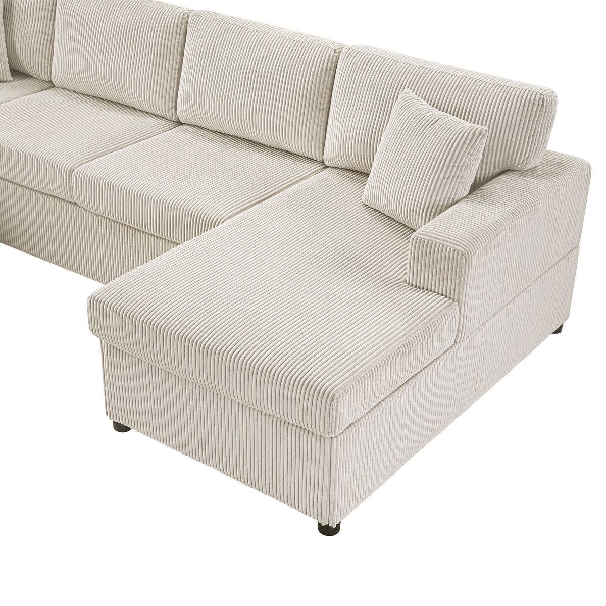 Oversized U-shaped beige sectional sofa with chaise and three throw pillows HouseOfZazla on Tampa Home & Garden Store