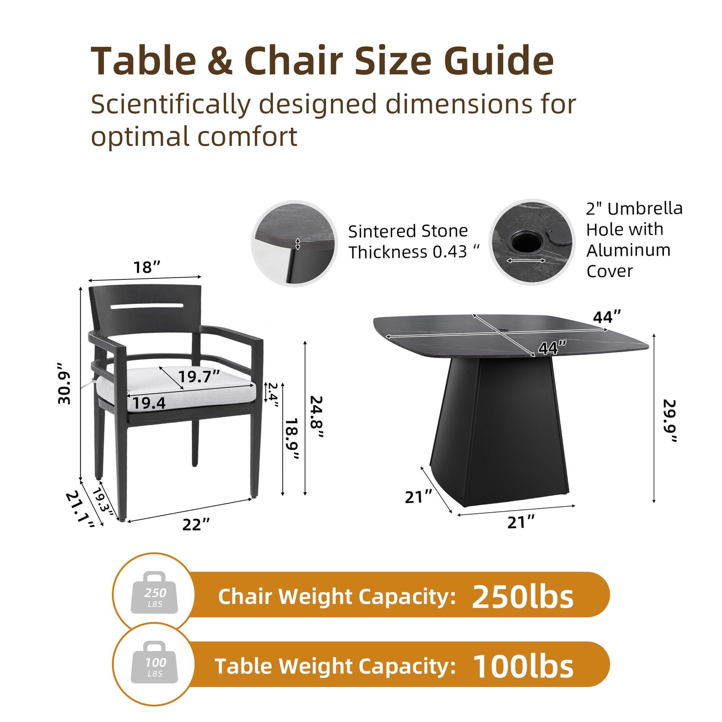 Outdoor Patio and Squircle Dining Table Set