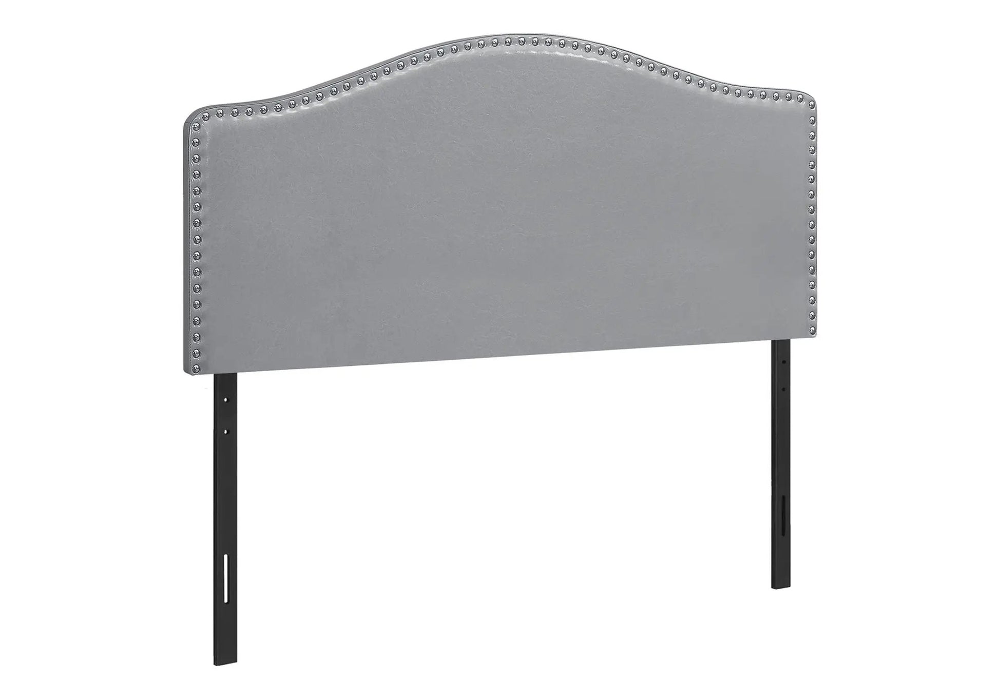 Full-size upholstered gray headboard with nailhead trim by Unique Piece Furniture on Tampa Home & Garden Store