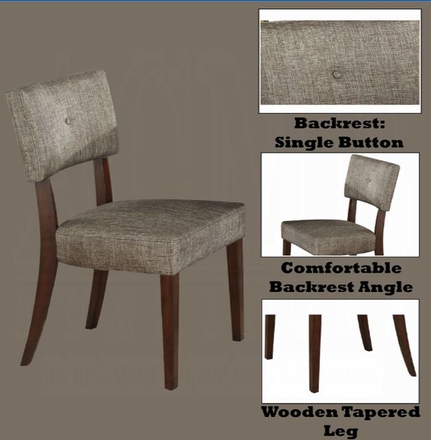 Drake Side Chair set of 2 in gray fabric with back and tapered legs by HouseOfZazla on Tampa Home & Garden Store