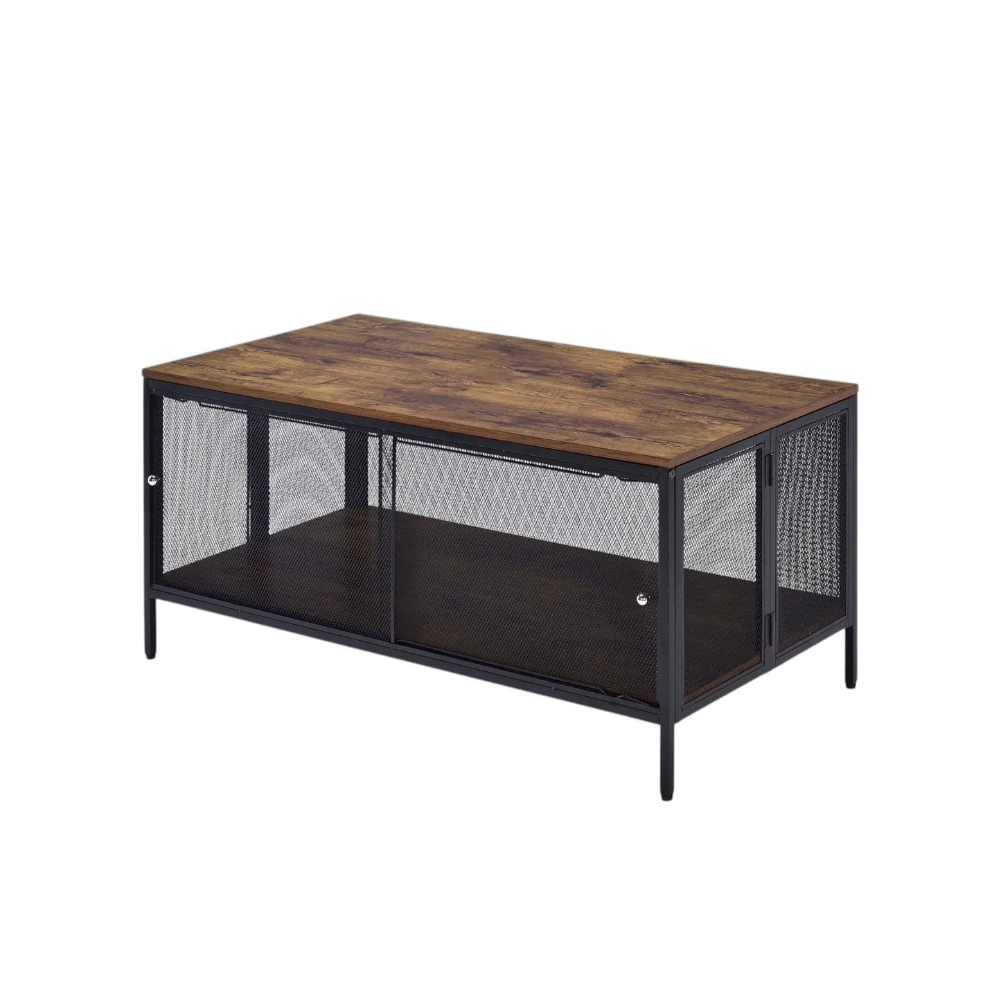 Winam Coffee Table Antique Oak and Black Storage