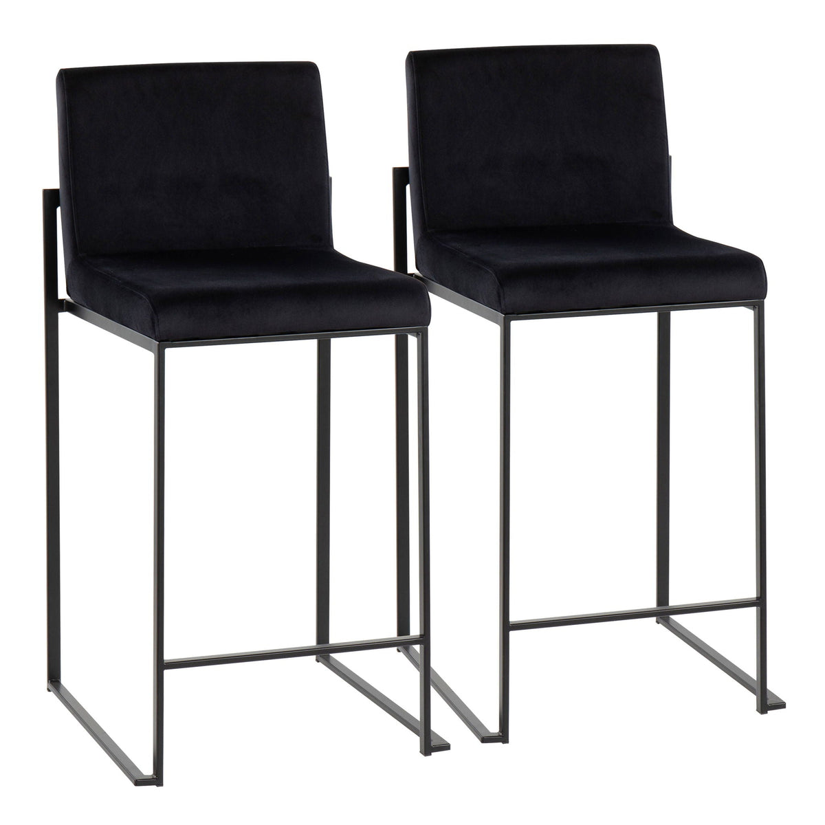 Fuji high back counter stools black upholstery with metal frames 2-pack HouseOfZazla on Tampa Home & Garden Store