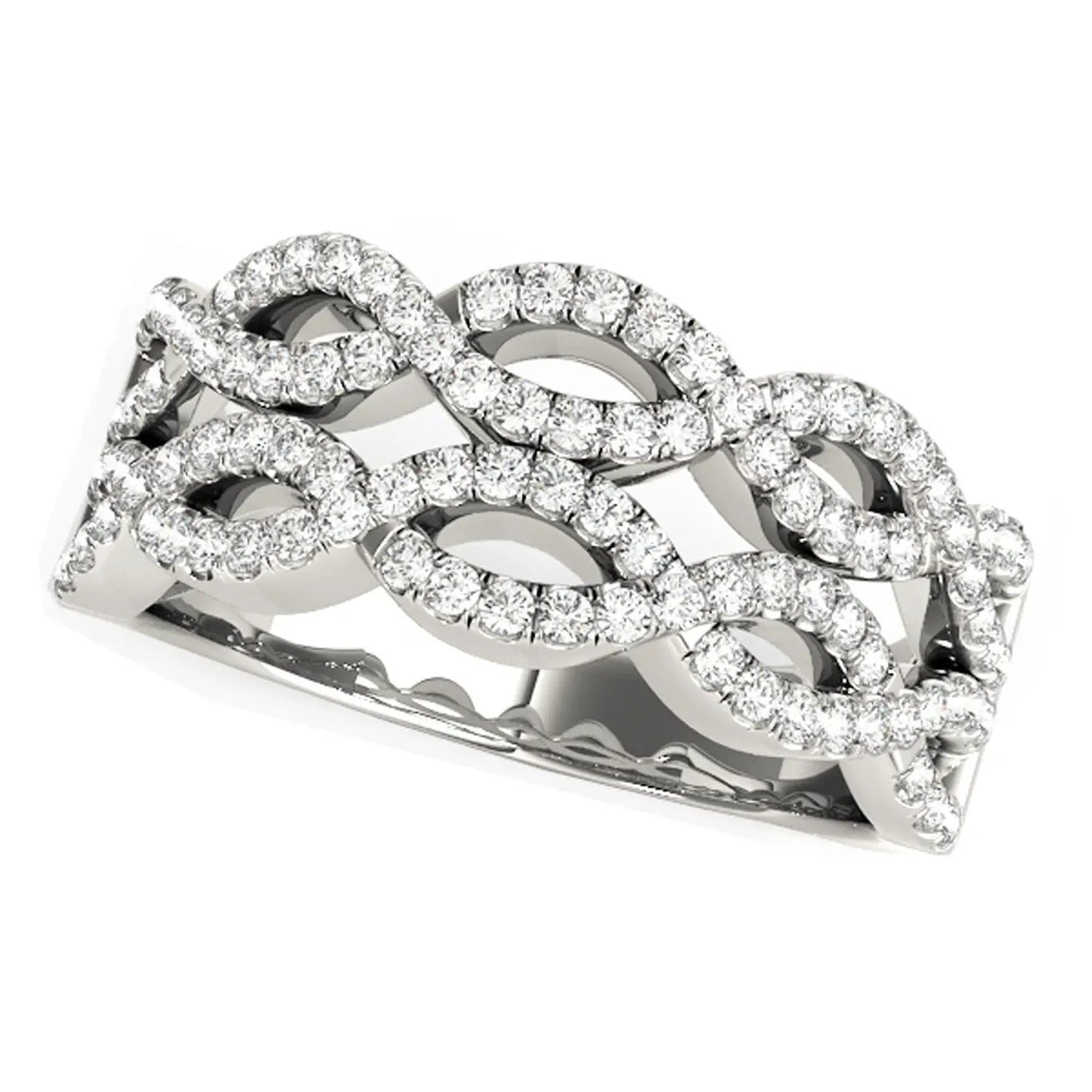 Diamond studded double interlocking waves ring in 14k white gold pave diamonds Bids.com on Tampa Home & Garden Store