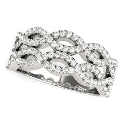 Diamond studded double interlocking waves ring in 14k white gold pave diamonds Bids.com on Tampa Home & Garden Store