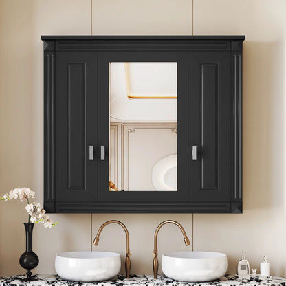 Wall Mounted Cabinet with Mirror and Shelves