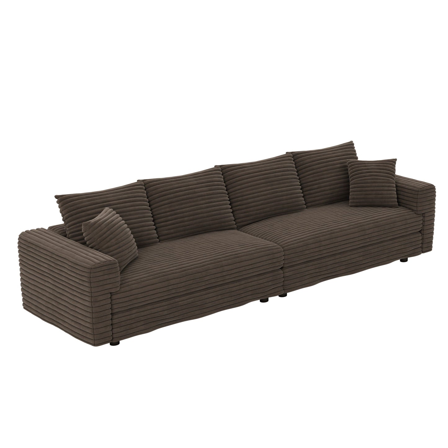 4 Seat Modern Comfy Upholstered Sofa Cloud Couch in brown corduroy fabric by HouseOfZazla on Tampa Home & Garden Store
