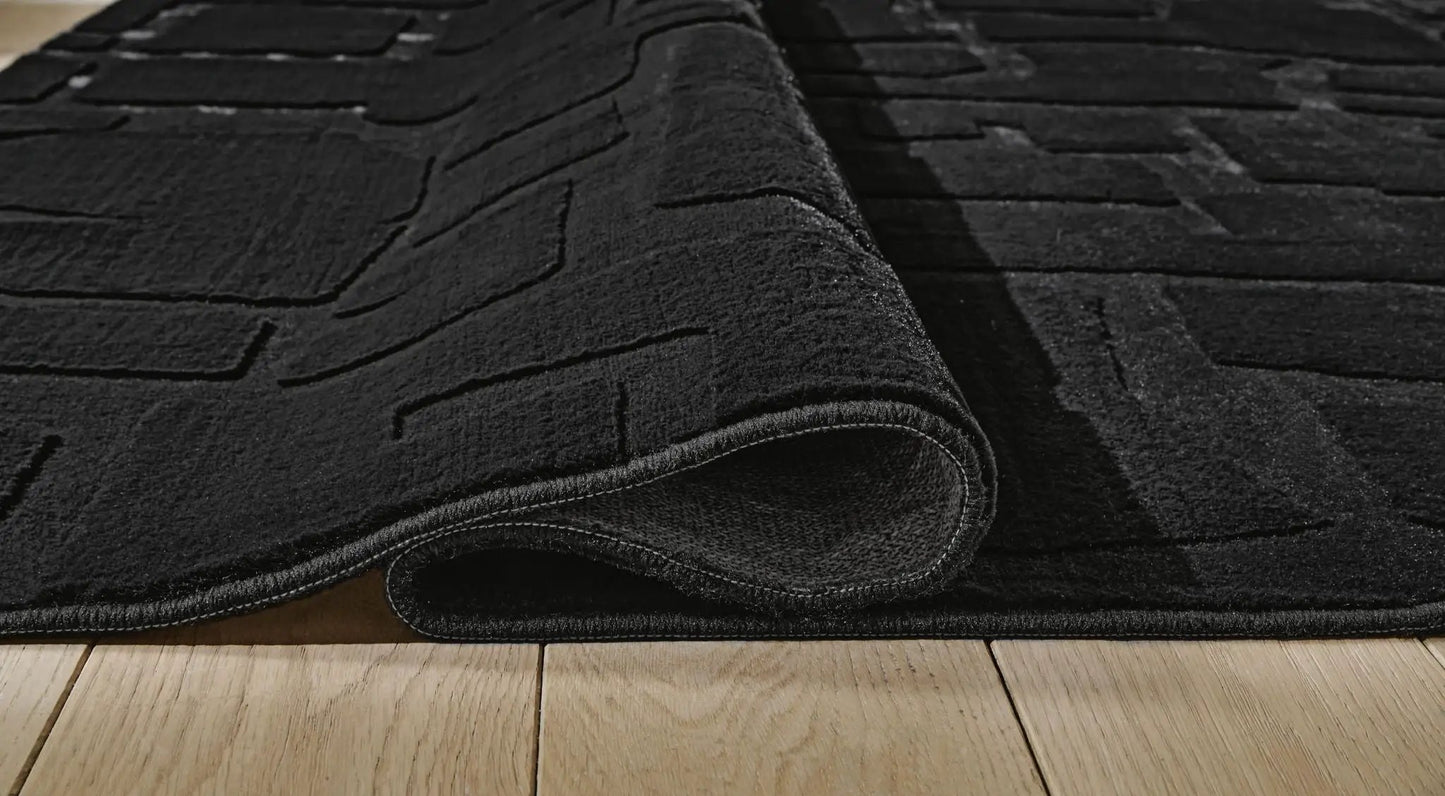 Gibbswell Washable Faux Fur Rug Black 8x10