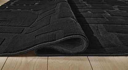 Gibbswell Washable Faux Fur Rug Black 8x10
