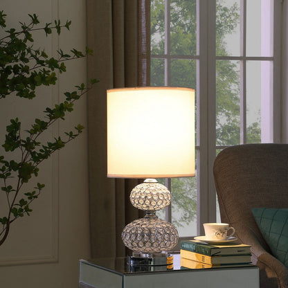 24" Chrome Filigree Cage Table Lamp by HouseOfZazla with bubble glass base on table on Tampa Home & Garden Store
