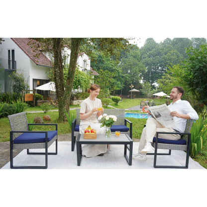 Furniture Set with Acacia Wood Table and Cushions