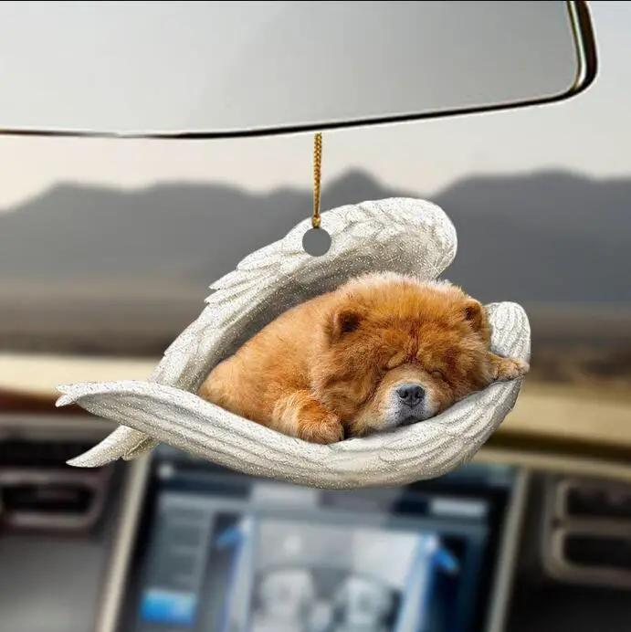 Car Pendant Sleeping Dog Angel Decor Hanging