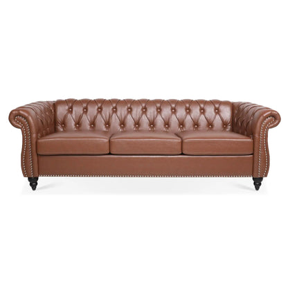 Rolled Arm Chesterfield 3 Seater Sofa in leather with tufted back by Unique Piece Furniture on Tampa Home & Garden Store