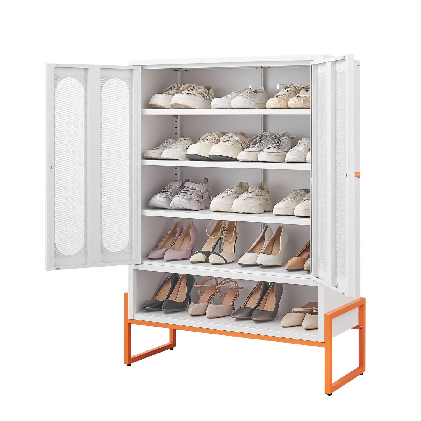 Modern Metal Shoe Cabinet with Double-Sided Doors