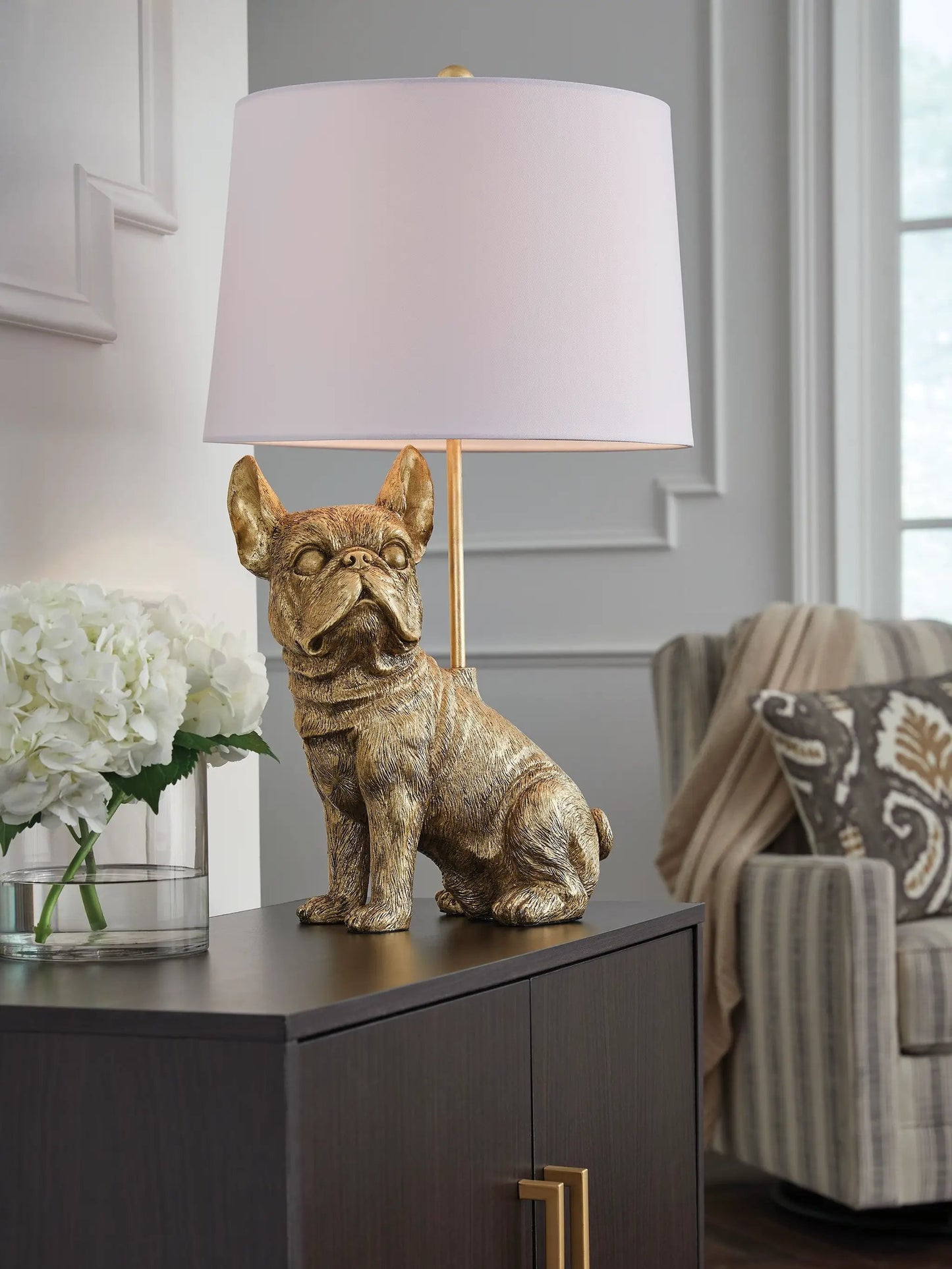 Wadeland Poly Table Lamp Gold Finish Warm Glow