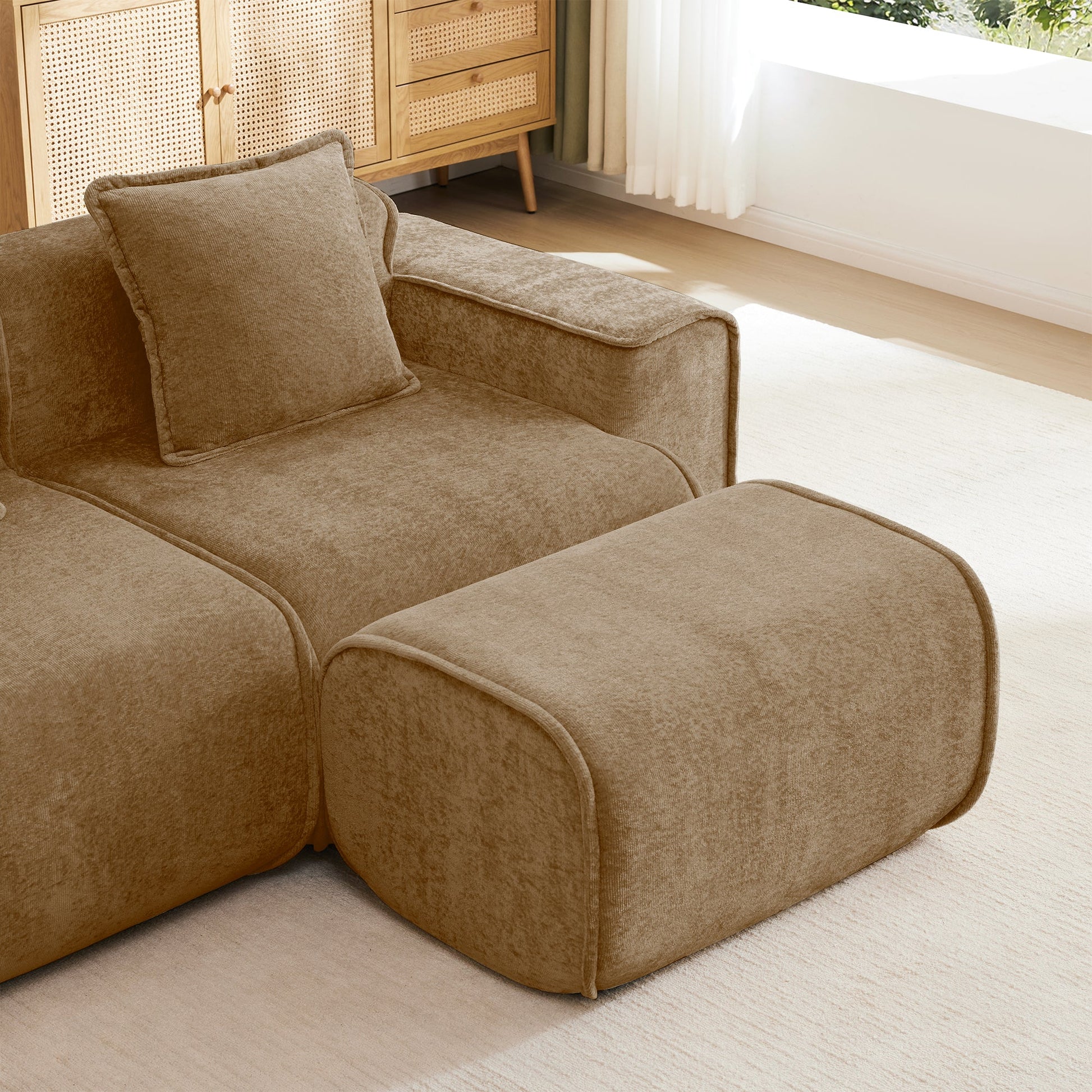 Sofas HouseOfZazla 3-seat modular U-shape boneless sofa sectional in warm brown fabric on Tampa Home & Garden Store