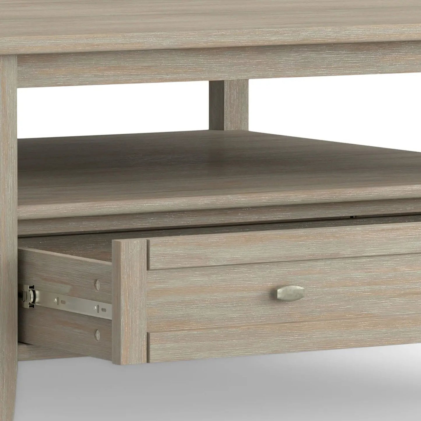 Warm Shaker coffee table in weathered light wood with knob drawer Unique Piece Furniture on Tampa Home & Garden Store