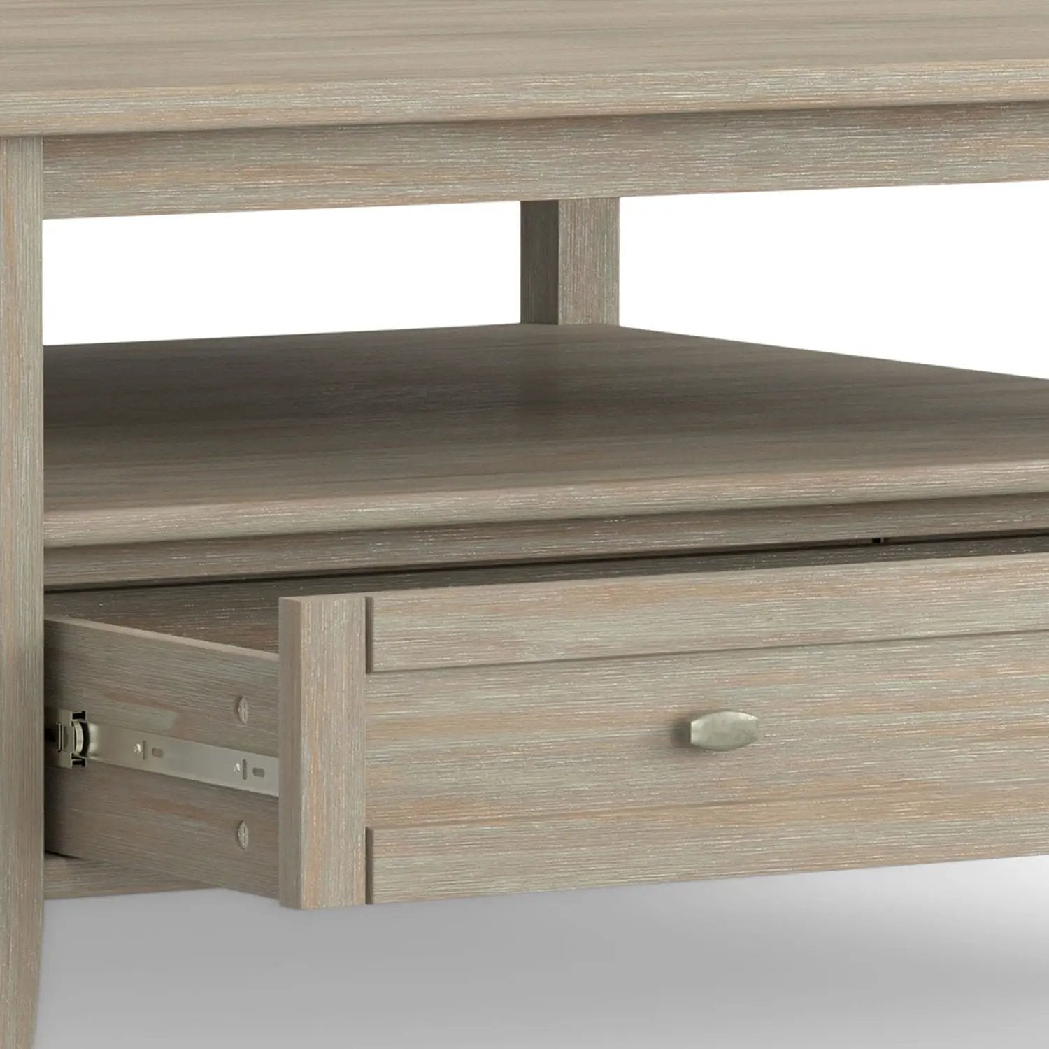 Warm Shaker coffee table in weathered light wood with knob drawer Unique Piece Furniture on Tampa Home & Garden Store