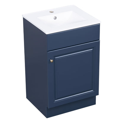 Bathroom vanity with sink, navy cabinet and white countertop by HouseOfZazla on Tampa Home & Garden Store