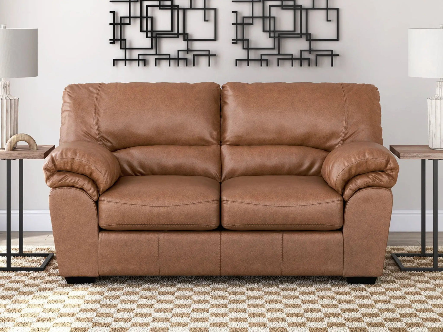 WillowBend Loveseat brown leather by Unique Piece Furniture two-seat with plush cushions on Tampa Home & Garden Store